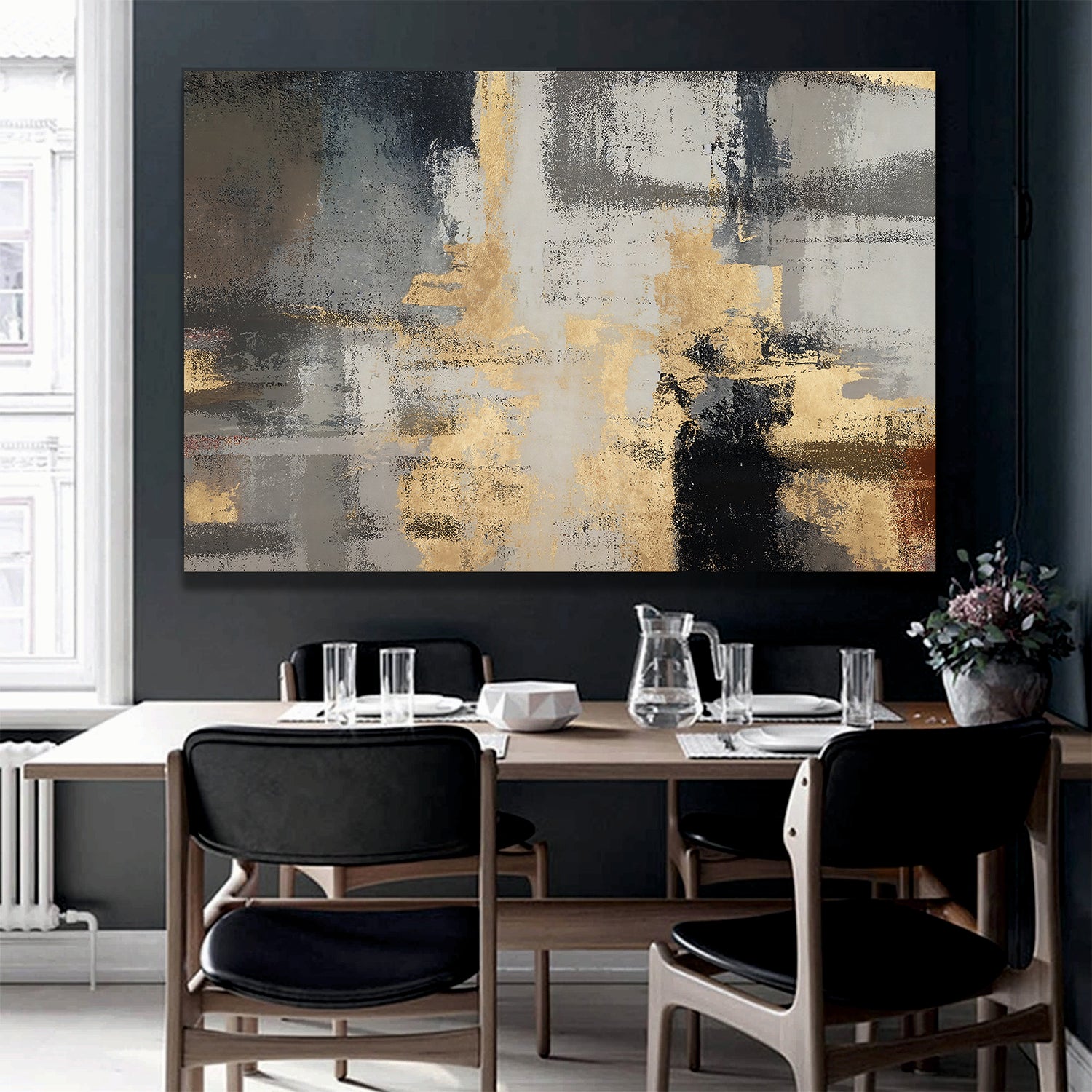 Abstract gray vintage texture background art pattern, golden textured carpet background Wall Art, Canvas