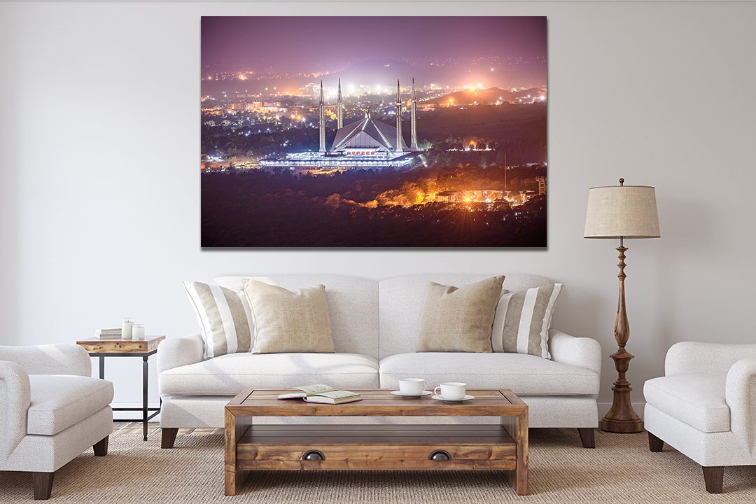 Shah Faisal Mosque Islamabad, Pakistan Night Lights Canvas Wall Art