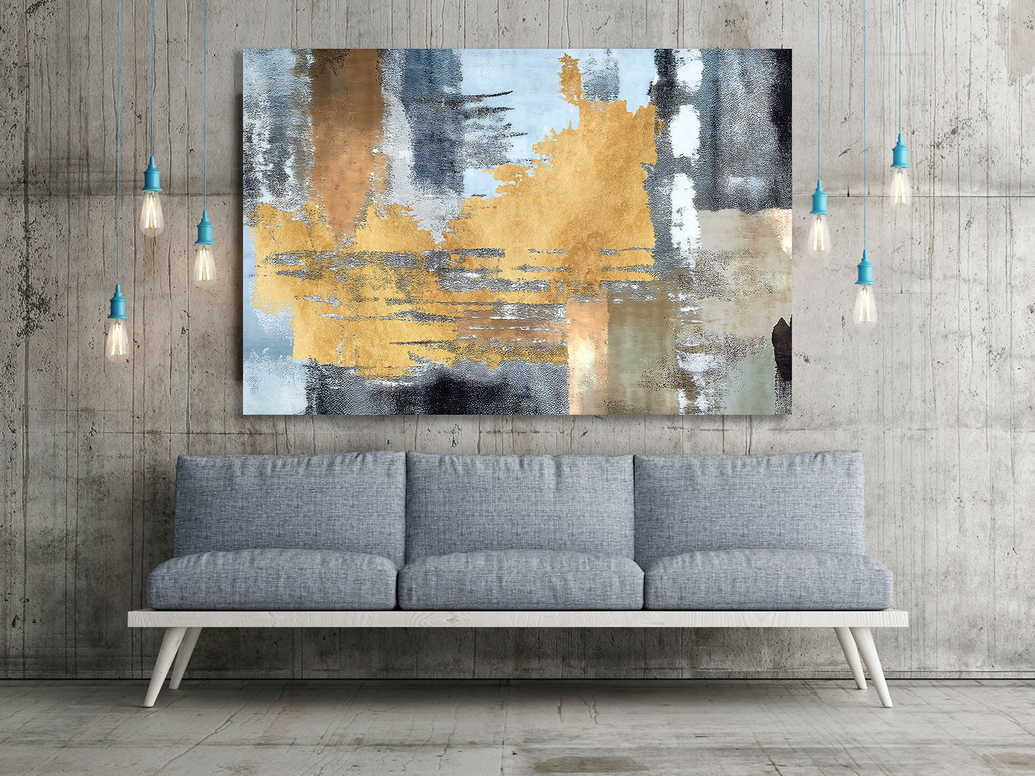 Grunge texture, abstract artwork. Golden background, wall art, , Canvas