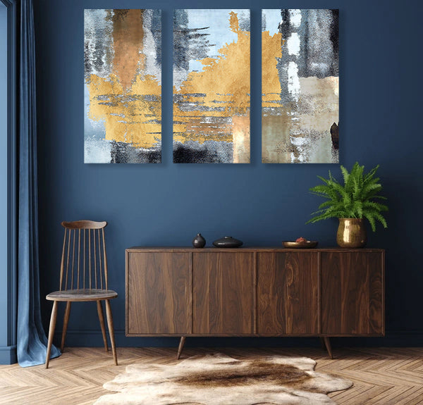 Grunge texture, abstract artwork. Golden background, wall art, , Canvas