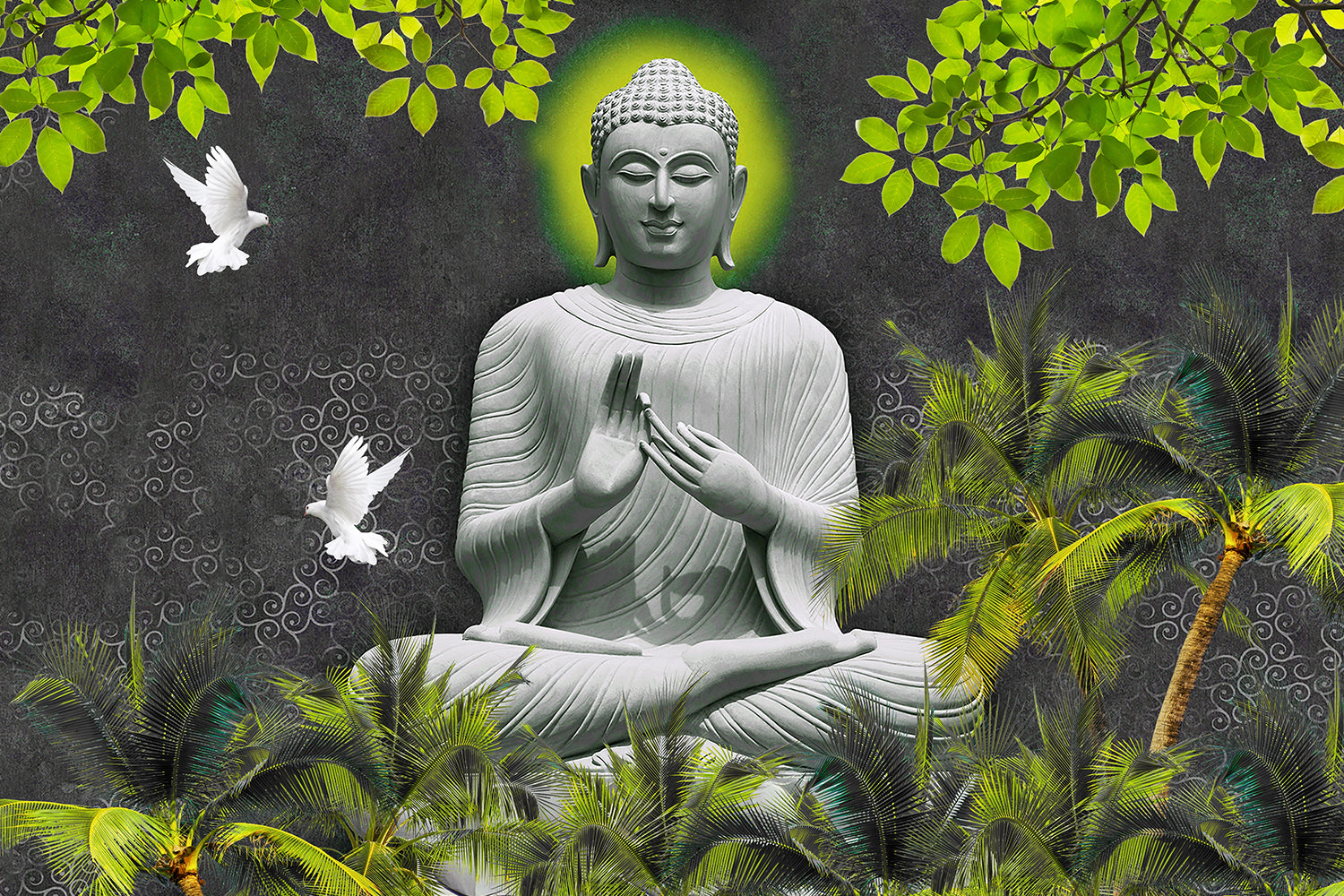 Spiritual Buddha Meditating Statue Wall Art