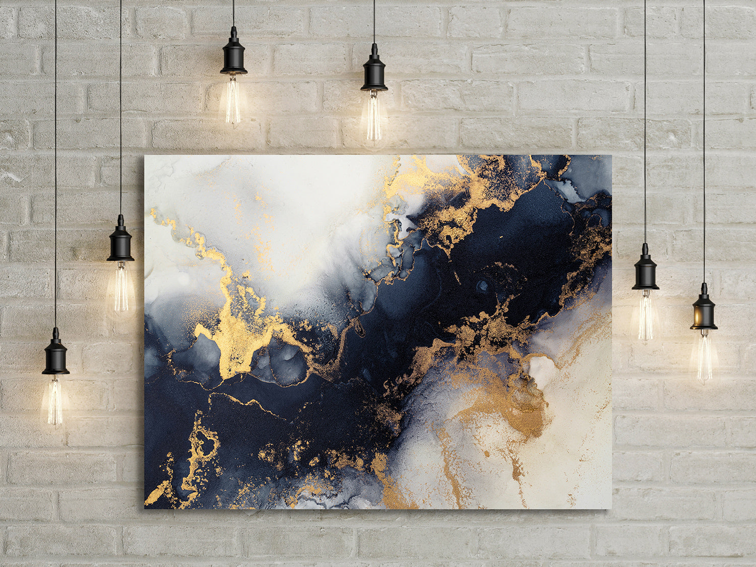 Mixed black and white paint with the addition of gold powder, Canvas