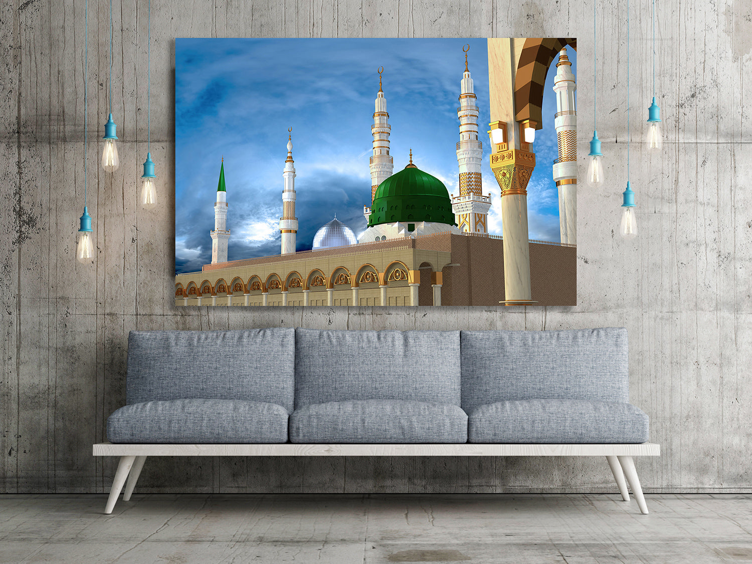 Masjid-e-Nabvi, Rendering 3d Illustration Canvas