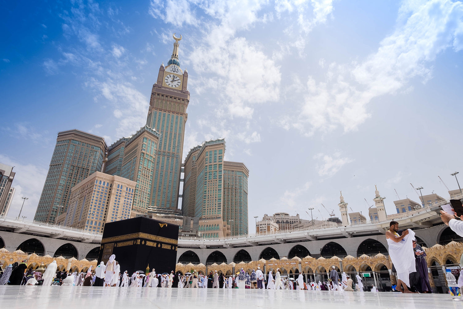 Makkah, Saudi Arabia - Muslim Pilgrims at The Kaaba in The Haram Mosque of Mecca , Saudi Arabia, In the morning during Hajj.