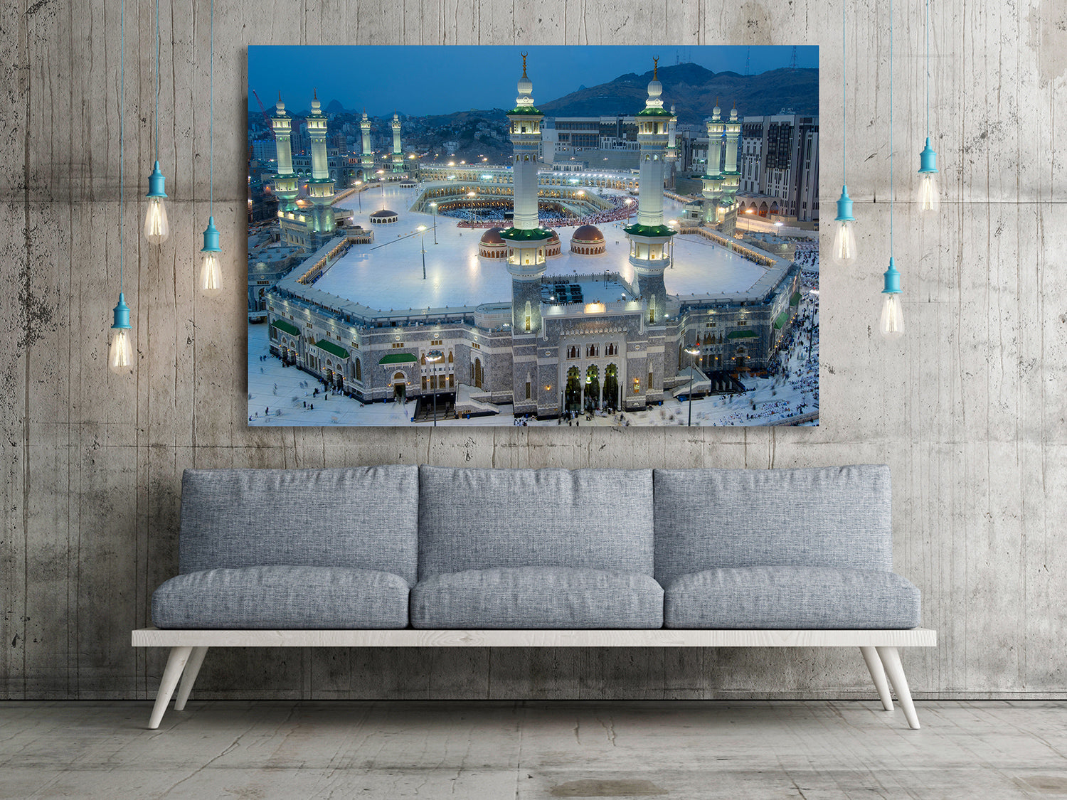 Prayer and Tawaf of Muslims Around AlKaaba in Mecca, Saudi Arabia, Aerial Top View