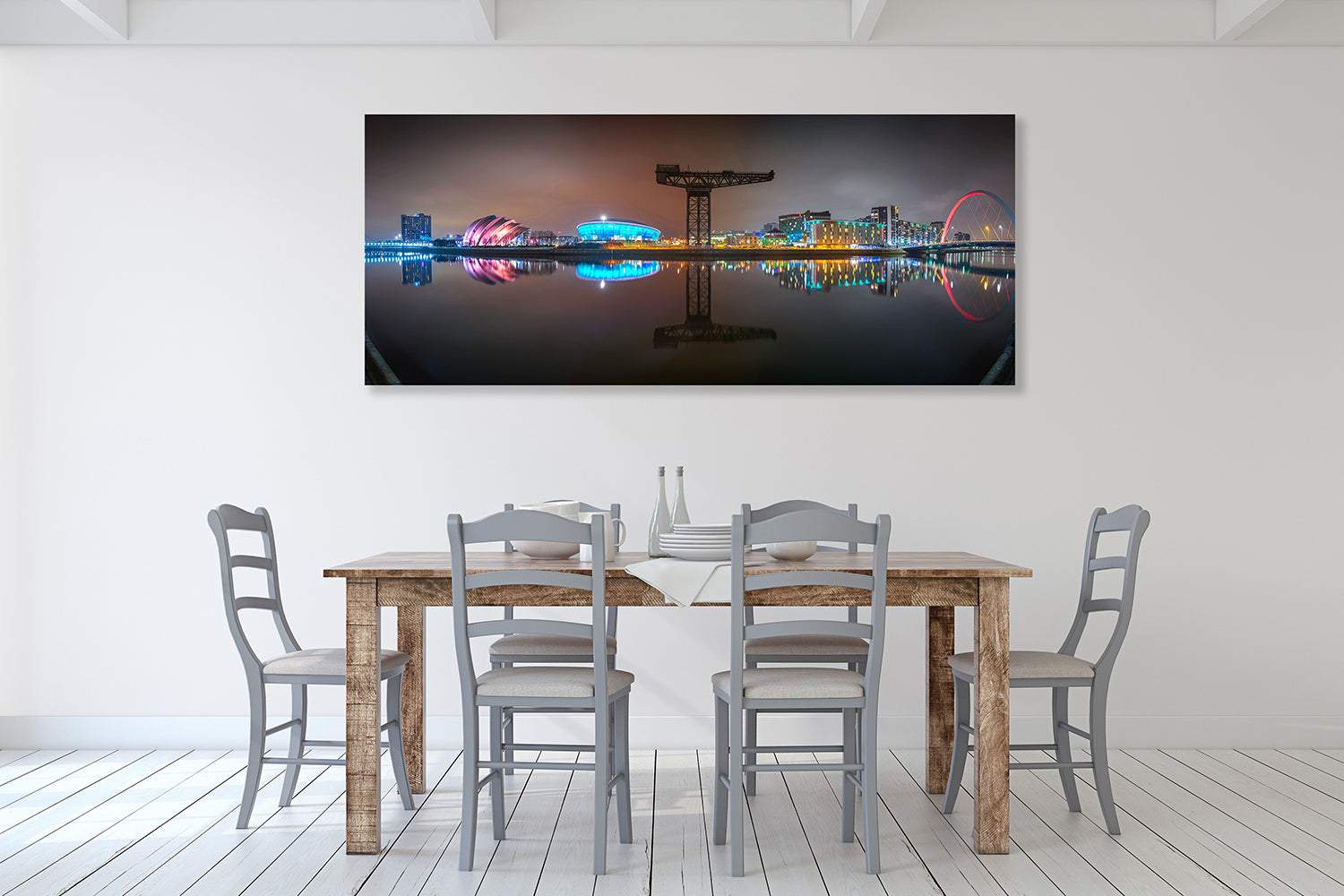 Glasgow Cityscape, looking north over the River Clyde, Canvas Wall Art