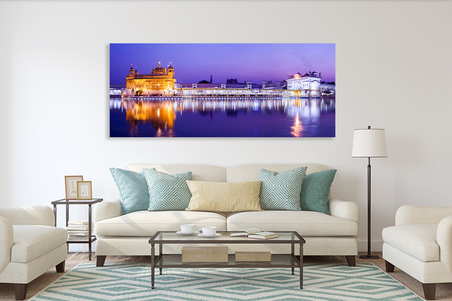 Golden Temple India Panoramic Evening View Canvas Print Wall Art