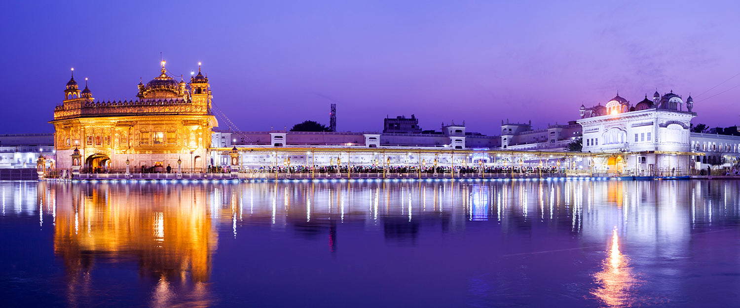 Golden Temple India Panoramic Evening View Canvas Print Wall Art