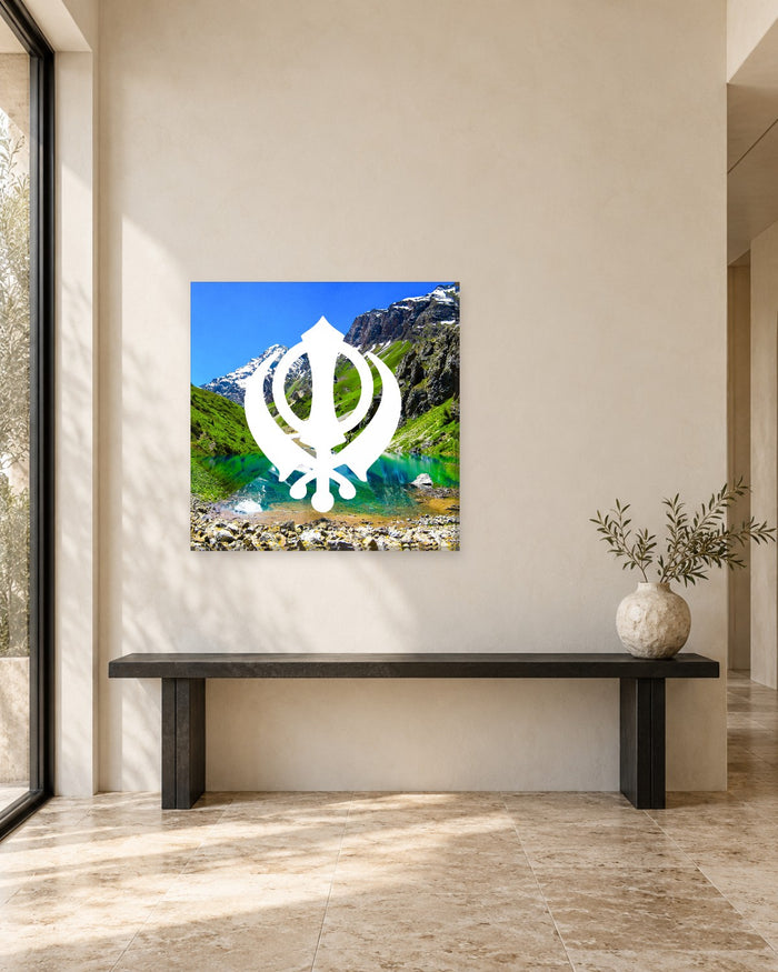 Khanda Wall Art - Green Mountain Valley Sikh Symbol Square Canvas - Gallery Canvas - 38mm / 30 x 30 preview