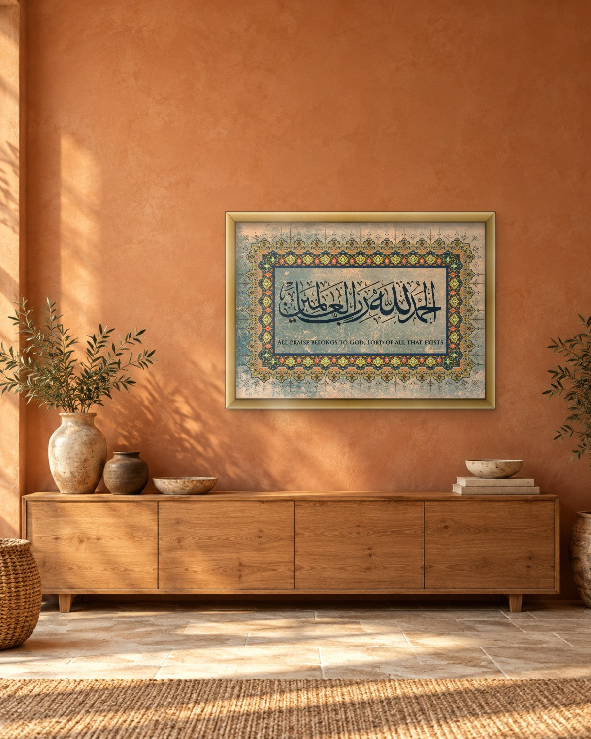 Alhamdulillahi Rabbil Alamin - Surah Al-Fatiha Arabic Calligraphy Canvas Wall Art - Gallery Canvas - 38mm / 48 x 32 / Unframed preview