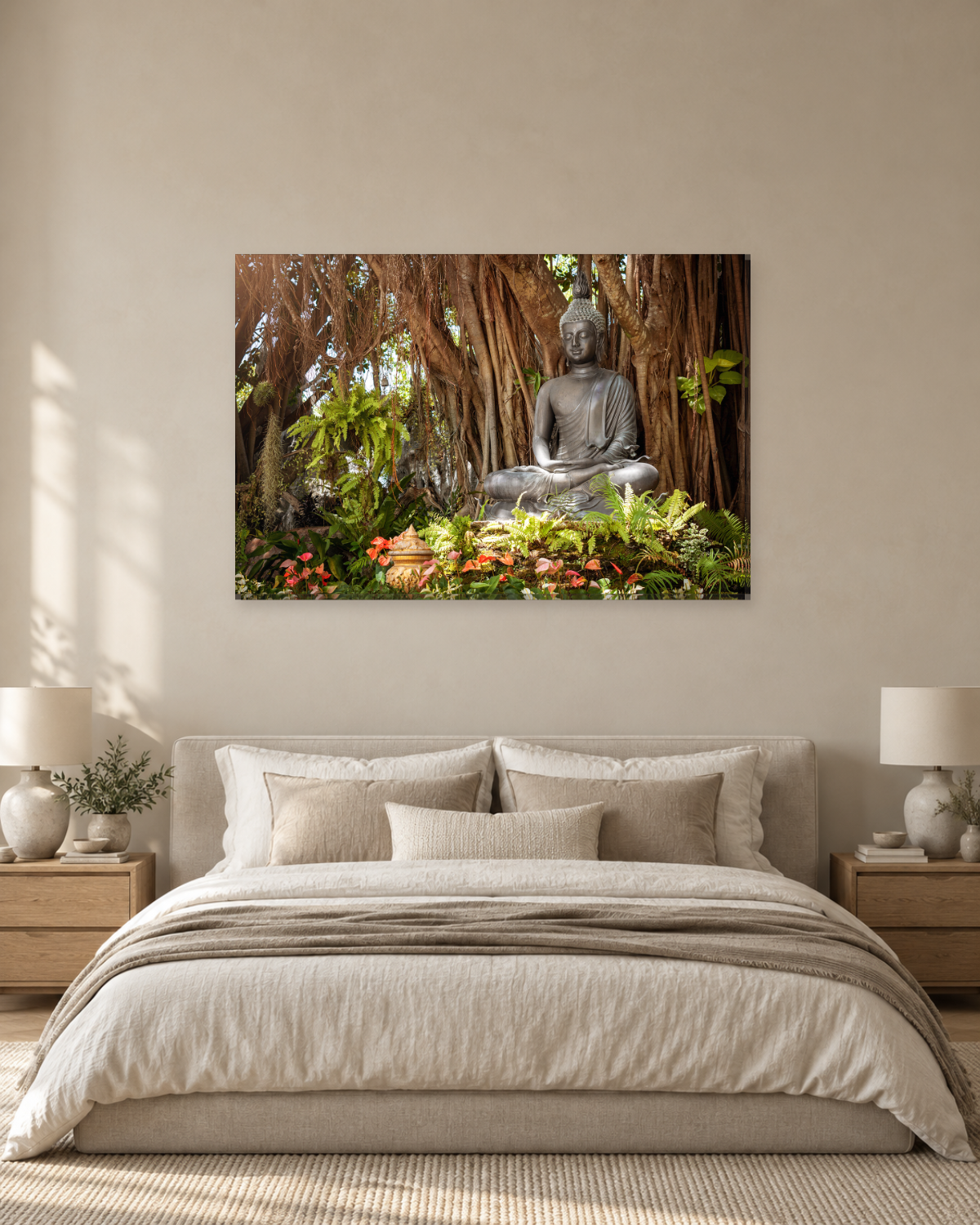 Buddha Statue Under a Banyan Tree - Zen Garden Canvas Wall Art - Gallery Canvas - 38mm / 48 x 32 / Unframed preview