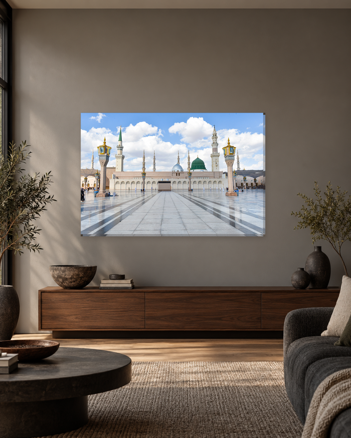 Masjid an-Nabawi Courtyard by Day - Madinah Haram Canvas Wall Art - Gallery Canvas - 38mm / 48 x 32 / Unframed preview