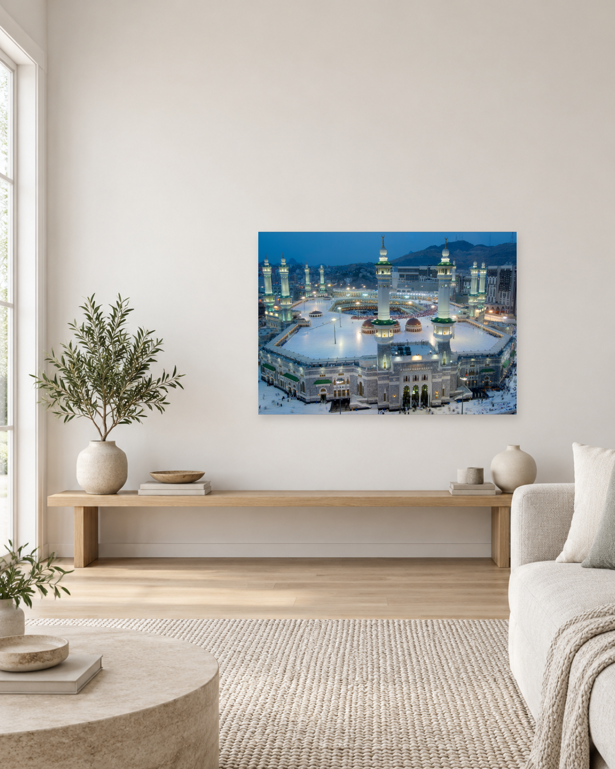 Masjid al-Haram at Dusk - Illuminated Minarets of Makkah Canvas Wall Art - Gallery Canvas - 38mm / 48 x 32 / Unframed preview