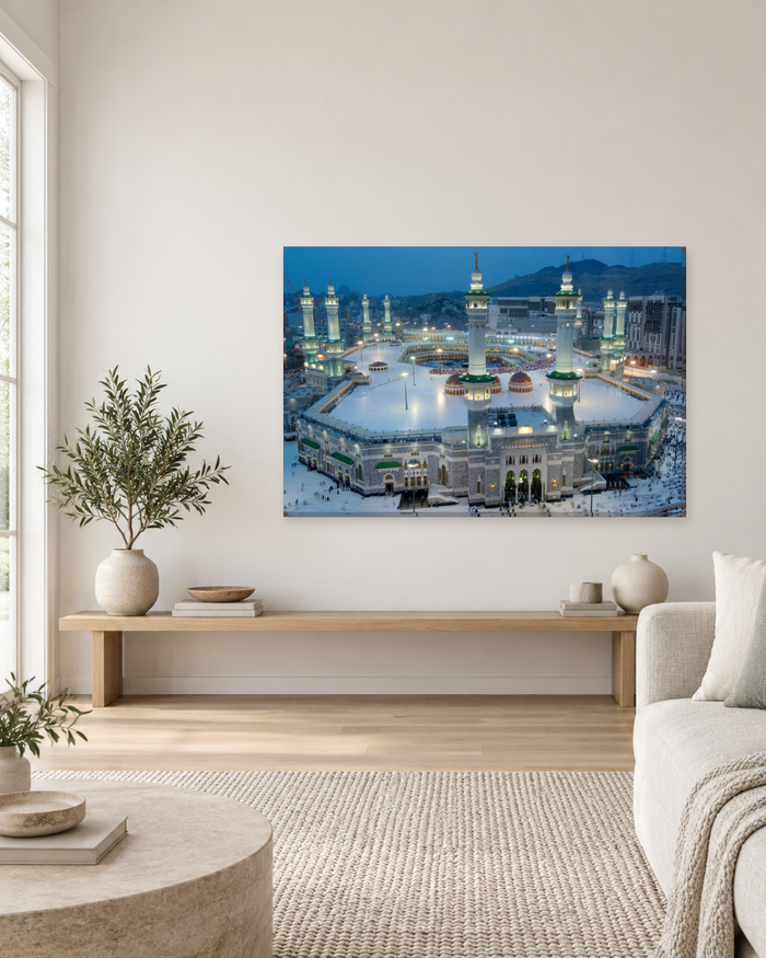Masjid al-Haram at Dusk - Illuminated Minarets of Makkah Canvas Wall Art - Gallery Canvas - 38mm / 48 x 32 / Unframed preview