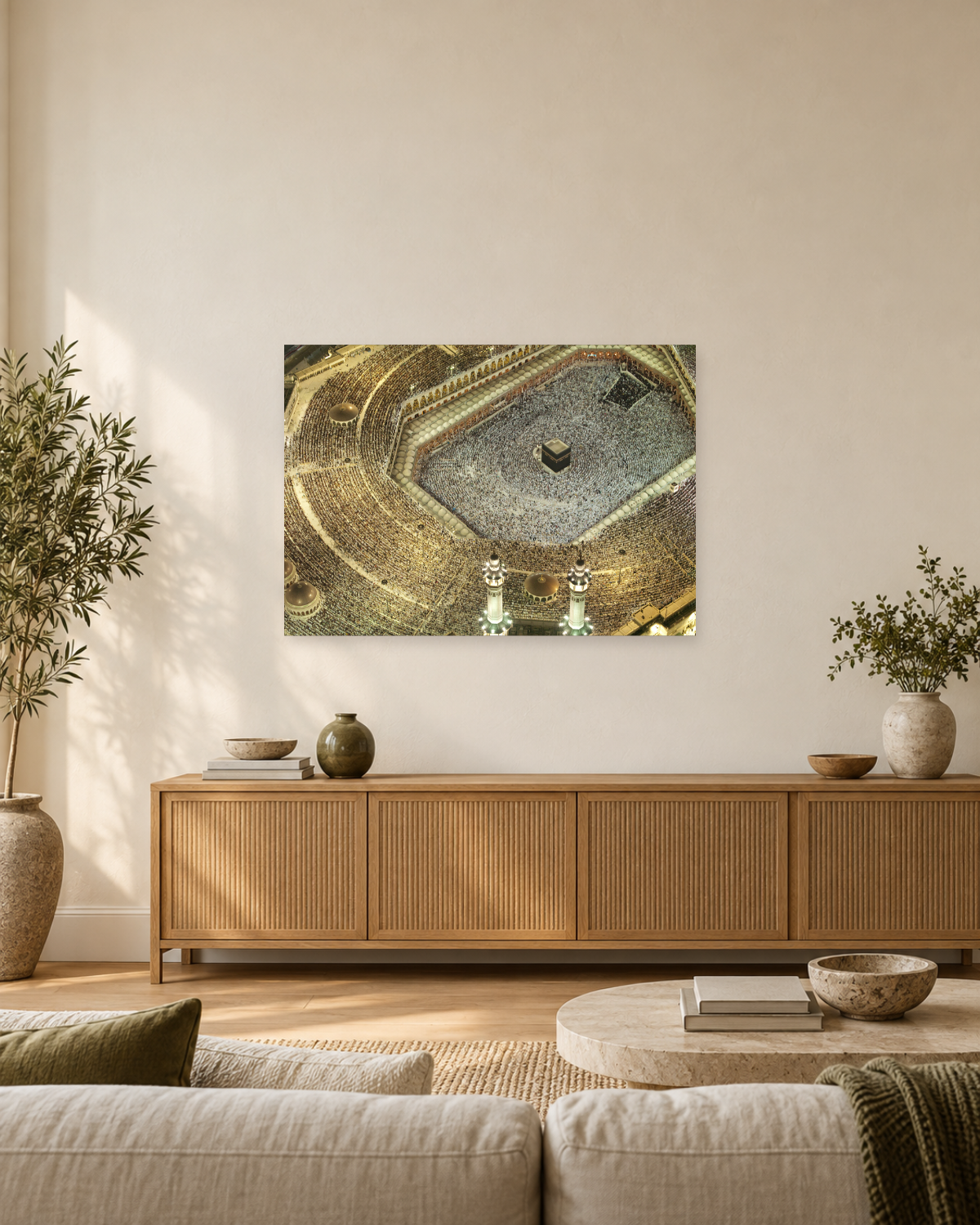 Aerial View of the Kaaba and Masjid al-Haram - Tawaf in Makkah Canvas Wall Art - Gallery Canvas - 38mm / 48 x 32 / Unframed preview