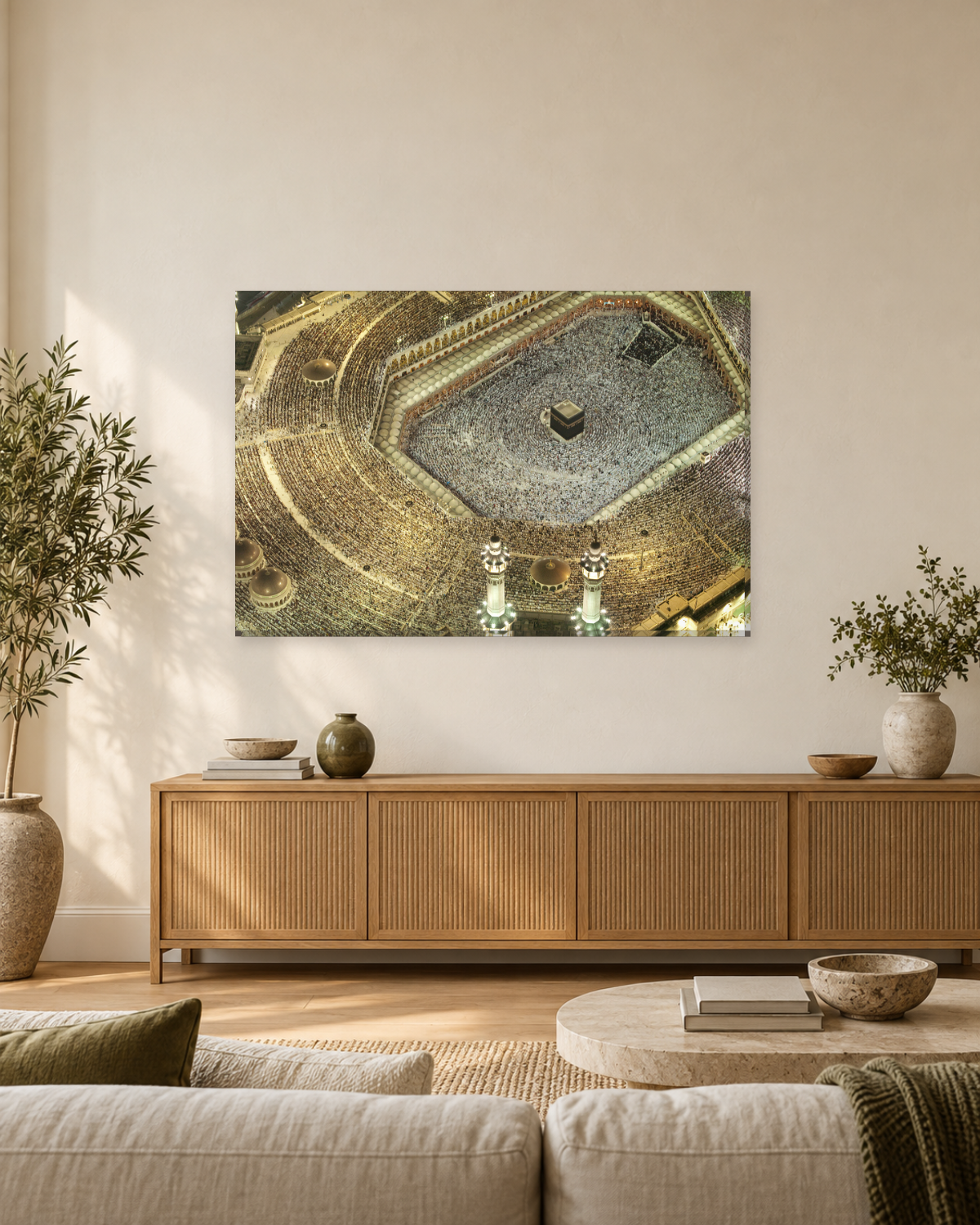 Aerial View of the Kaaba and Masjid al-Haram - Tawaf in Makkah Canvas Wall Art - Gallery Canvas - 38mm / 48 x 32 / Unframed preview