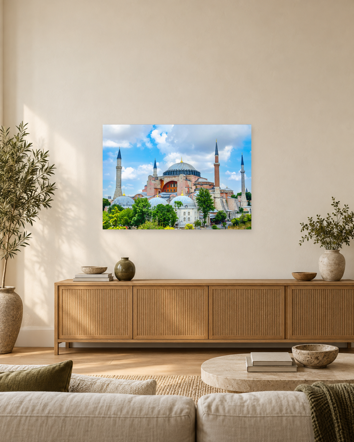 Hagia Sophia on a Sunny Day - Blue Sky and Minarets Istanbul Canvas Wall Art - Gallery Canvas - 38mm / 48 x 32 / Unframed preview