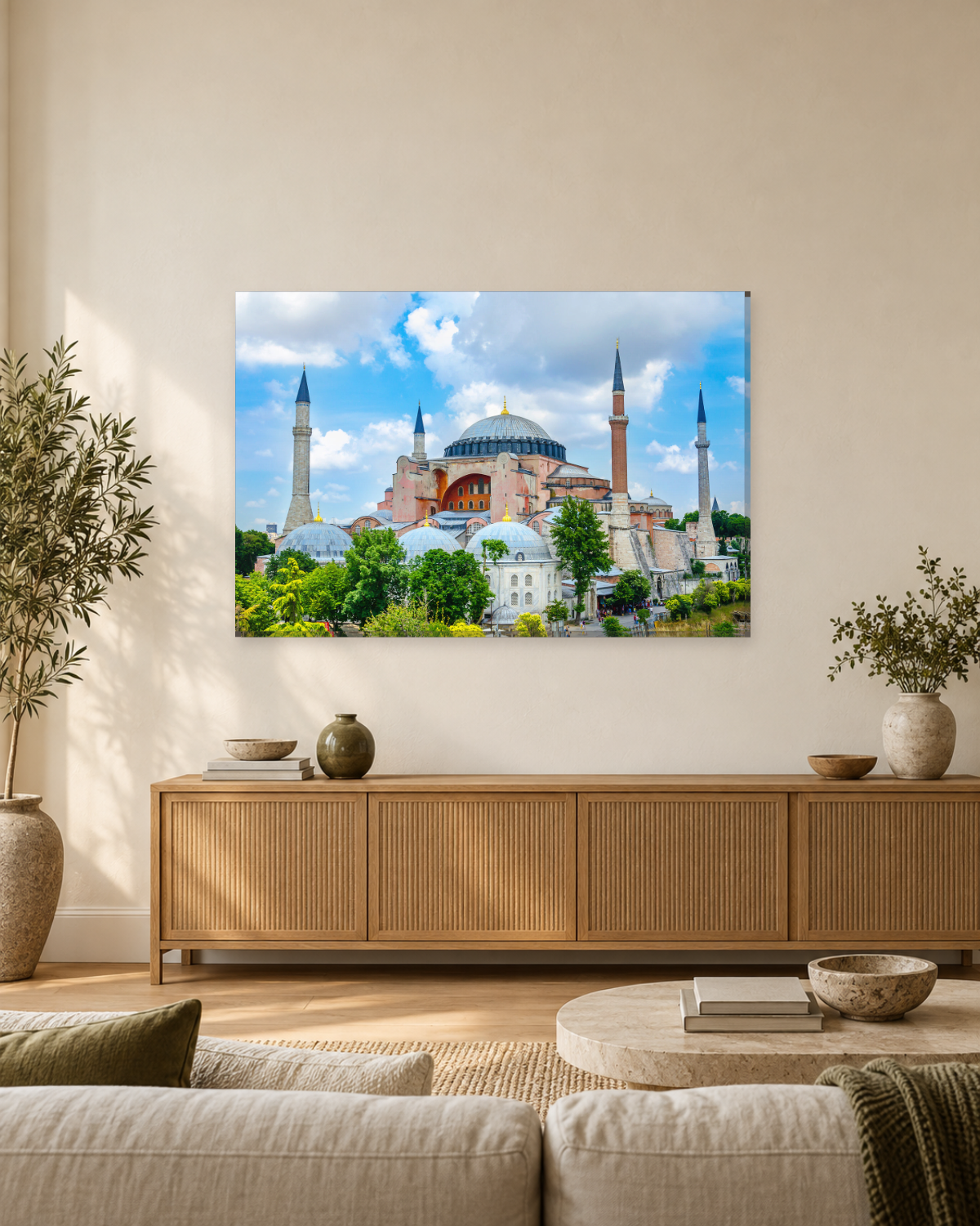 Hagia Sophia on a Sunny Day - Blue Sky and Minarets Istanbul Canvas Wall Art - Gallery Canvas - 38mm / 48 x 32 / Unframed preview