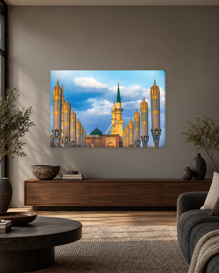 Masjid an-Nabawi Minarets and Golden Lanterns - Madinah Canvas Wall Art - Gallery Canvas - 38mm / 48 x 32 / Unframed preview