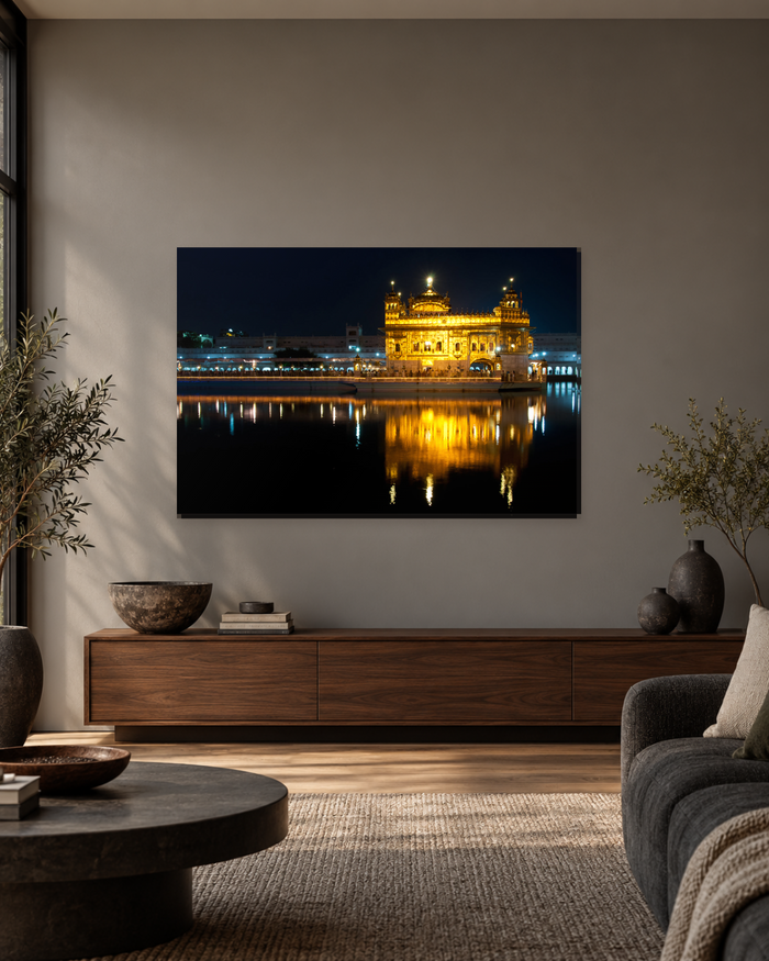 Golden Temple Amritsar at Night - Illuminated Sikh Canvas Wall Art - Gallery Canvas - 38mm / 48 x 32 / Unframed preview
