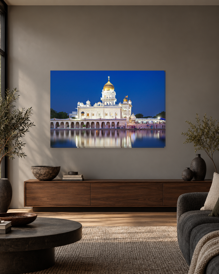 Gurdwara Bangla Sahib Delhi at Dusk - Sikh Canvas Wall Art - Gallery Canvas - 38mm / 48 x 32 / Unframed preview