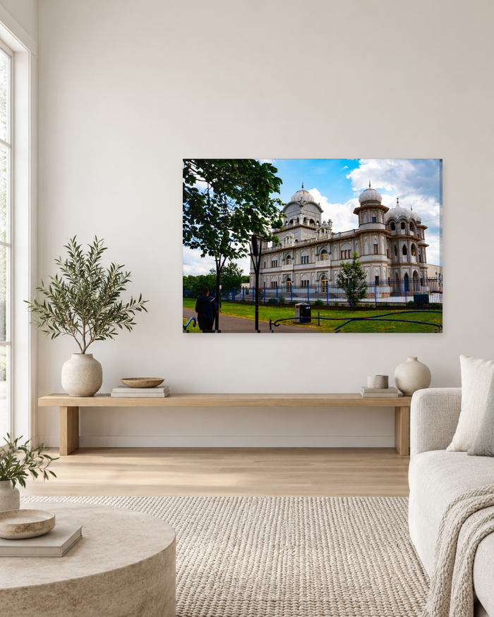 Guru Nanak Gurdwara Bedford - UK Sikh Canvas Wall Art - Gallery Canvas - 38mm / 48 x 32 / Unframed preview