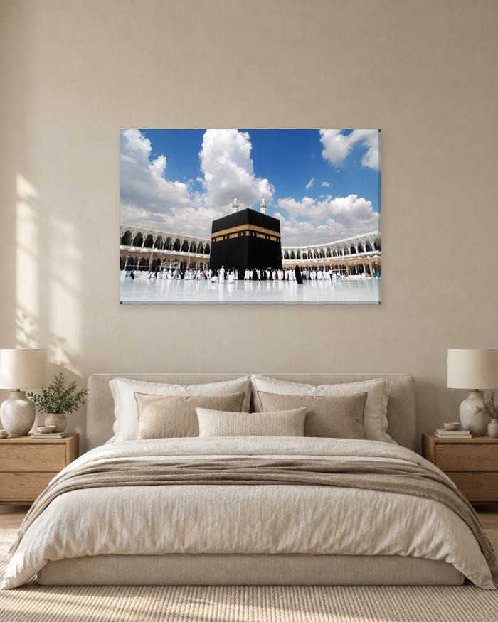 Kaaba in Makkah with White Clouds - Islamic Canvas Wall Art - Gallery Canvas - 38mm / 48 x 32 / Unframed preview