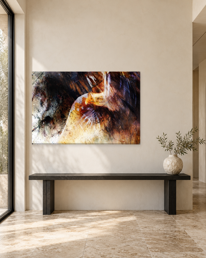 Abstract Eagle Brushstroke Canvas Wall Art - Brown and Cream Bird Art - Gallery Canvas - 38mm / 48 x 32 / Unframed preview