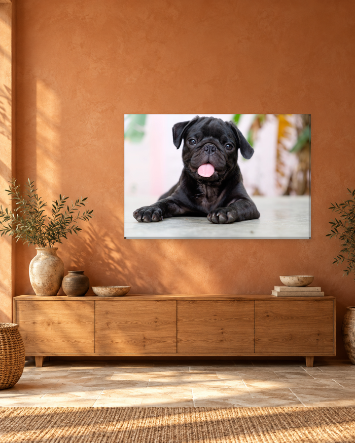 Black Pug Puppy Canvas Wall Art - Cute Dog Animal Print - Gallery Canvas - 38mm / 48 x 32 / Unframed preview