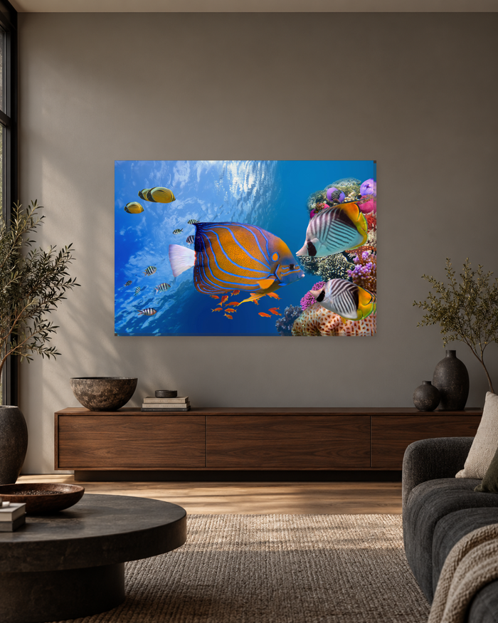 Tropical Fish Coral Reef Canvas Wall Art - Angelfish Under the Sea - Gallery Canvas - 38mm / 48 x 32 / Unframed preview