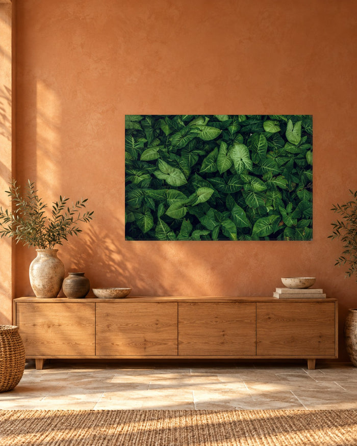 Lush Green Leaves Botanical Canvas Wall Art - Tropical Plant Foliage - Gallery Canvas - 38mm / 48 x 32 / Unframed preview