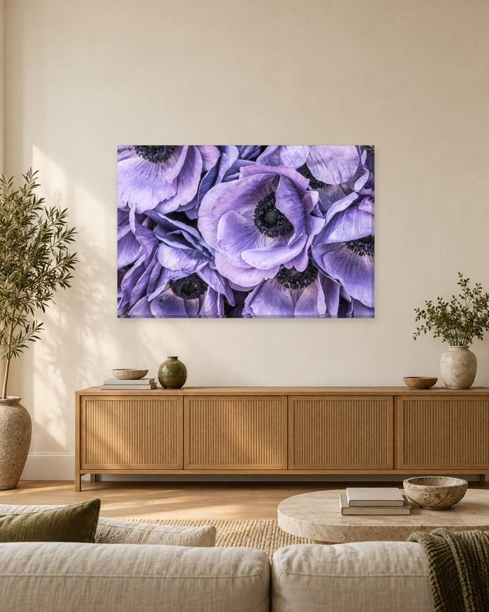 Lilac Flowers Close-Up Canvas Wall Art - Purple Floral Photography - Gallery Canvas - 38mm / 48 x 32 / Unframed preview