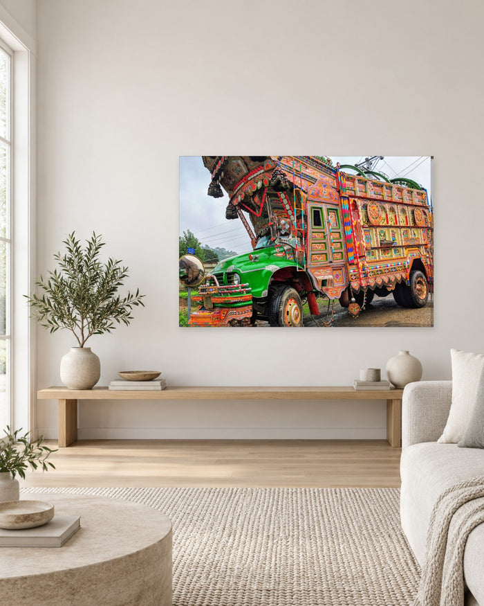 Pakistani Truck Art Canvas Wall Art - Colourful Decorated Truck Photo - Gallery Canvas - 38mm / 48 x 32 / Unframed preview