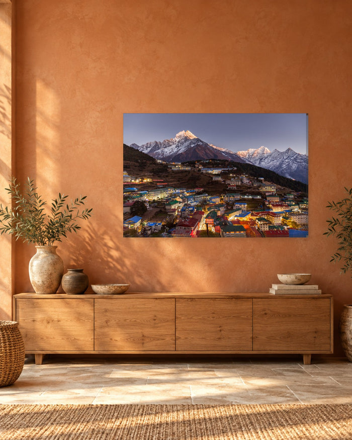 Namche Bazaar Nepal Canvas Wall Art - Himalaya Village at Dusk - Gallery Canvas - 38mm / 48 x 32 / Unframed preview