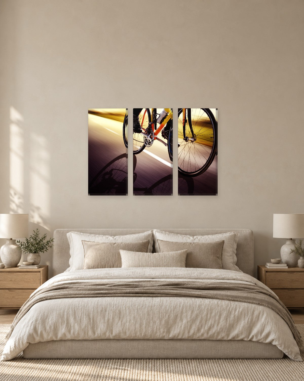 Cycling Canvas Wall Art - Road Bike in Motion with Golden Blur - Gallery Canvas - 38mm / 48 x 32 / Unframed preview