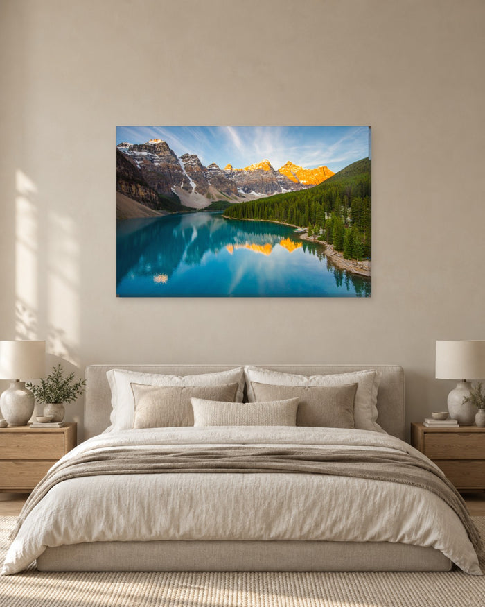 Moraine Lake Banff Canada Canvas Wall Art - Turquoise Lake and Mountains - Gallery Canvas - 38mm / 48 x 32 / Unframed preview