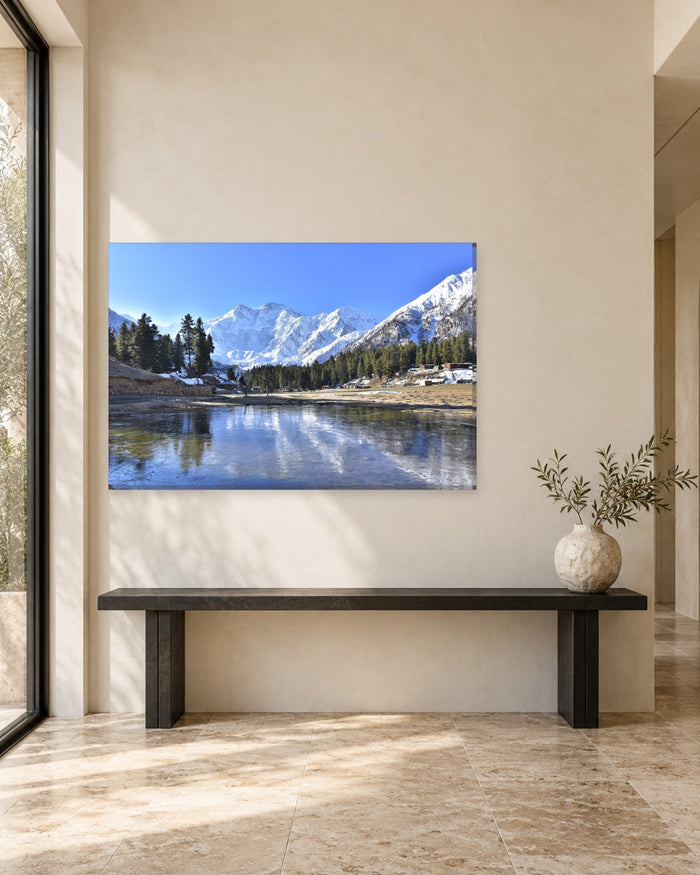 Fairy Meadows Pakistan Canvas Wall Art - Snowy Mountains and Pine Forest - Gallery Canvas - 38mm / 48 x 32 / Unframed preview