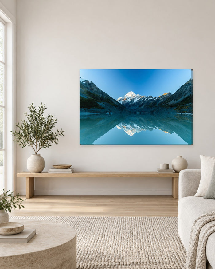 Hooker Lake and Aoraki Mount Cook Canvas Wall Art - New Zealand Mountain Reflection - Gallery Canvas - 38mm / 48 x 32 / Unframed preview