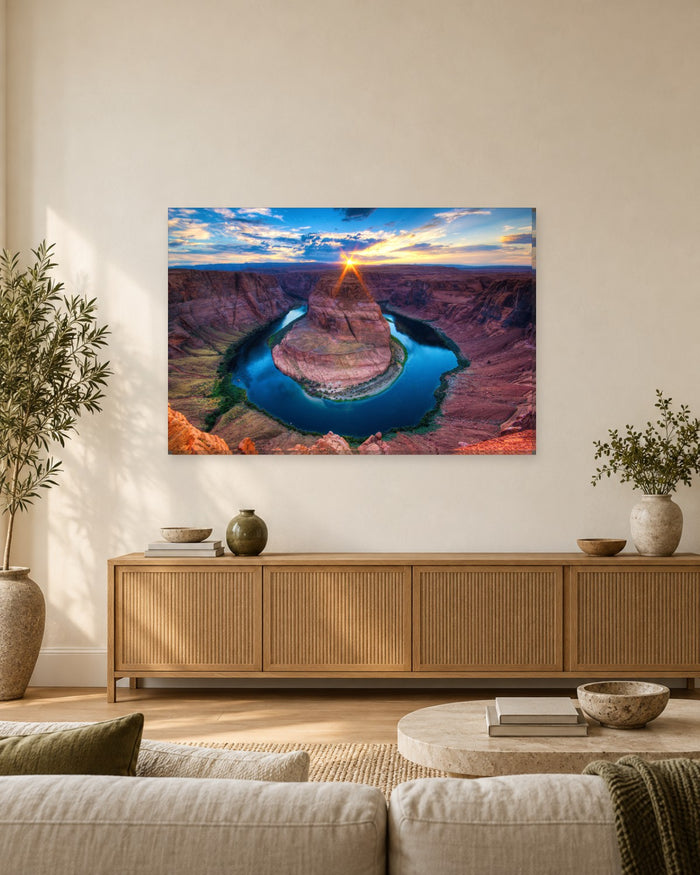 Horseshoe Bend Arizona Canvas Wall Art - Colorado River Canyon at Sunset - Gallery Canvas - 38mm / 48 x 32 / Unframed preview