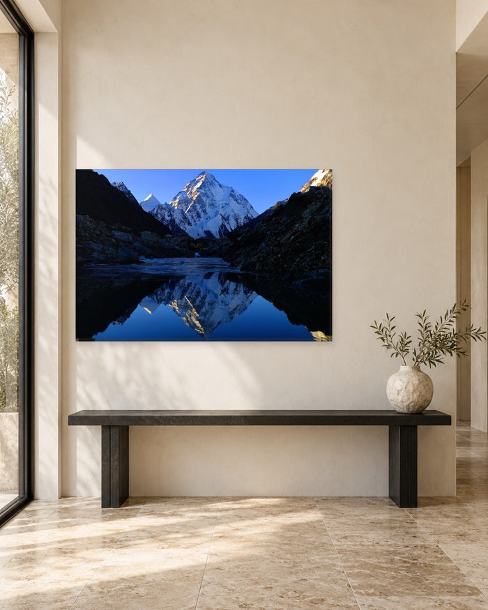K2 Mountain Reflection Canvas Wall Art - Karakoram Gilgit-Baltistan Pakistan - Gallery Canvas - 38mm / 48 x 32 / Unframed preview