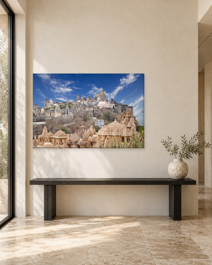 Jain Temples of Shatrunjaya Hill, Palitana - India Canvas Wall Art - Gallery Canvas - 38mm / 48 x 32 / Unframed preview