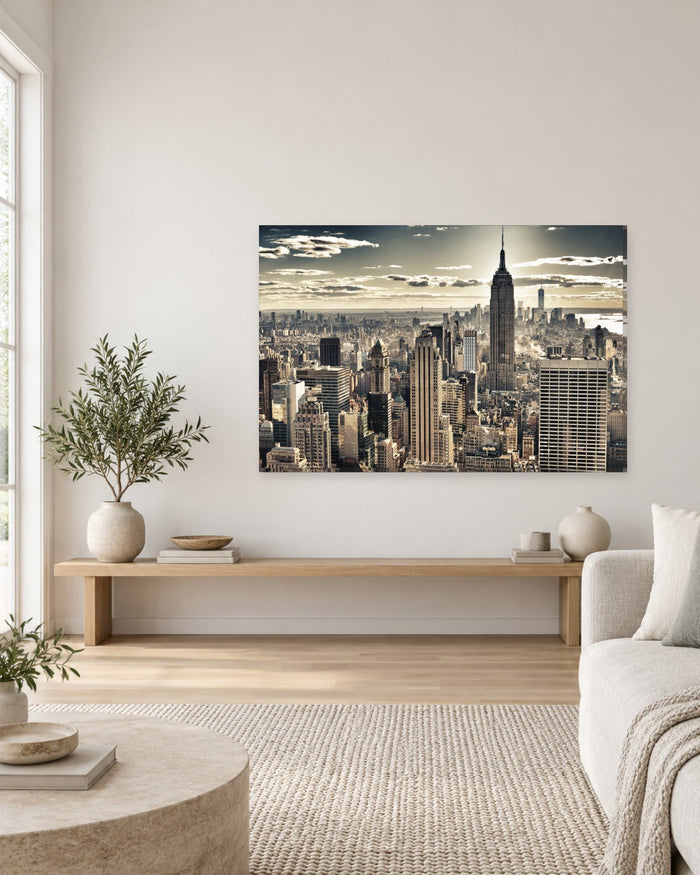 New York Skyline Canvas Wall Art - Empire State Building in Sepia Tones - Gallery Canvas - 38mm / 48 x 32 / Unframed preview