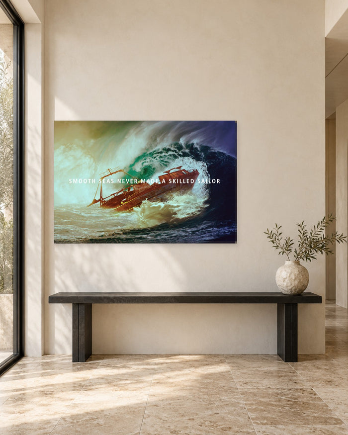 Smooth Seas Never Made a Skilled Sailor - Motivational Ship Canvas Wall Art - Gallery Canvas - 38mm / 48 x 32 / Unframed preview