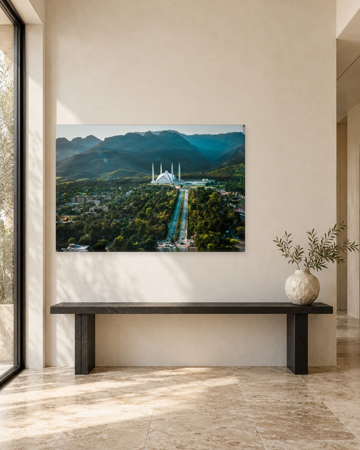 Faisal Mosque Islamabad Canvas Wall Art - Margalla Hills Pakistan - Gallery Canvas - 38mm / 48 x 32 / Unframed preview