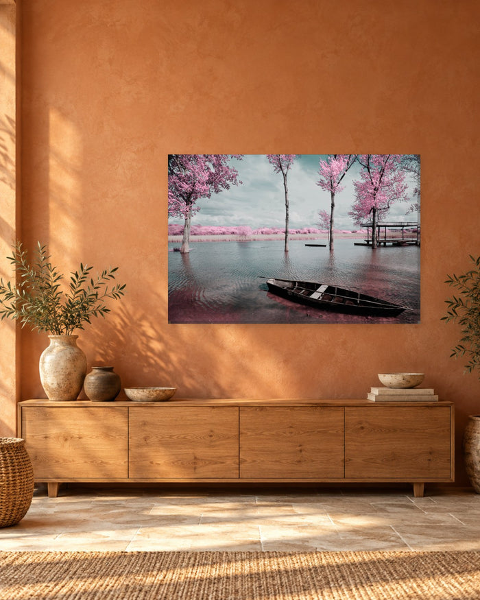 Pink Trees at Pateira de Fermentelos, Portugal - Lake Canvas Wall Art - Gallery Canvas - 38mm / 48 x 32 / Unframed preview