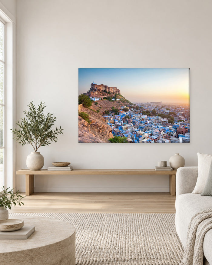 Jodhpur Blue City and Mehrangarh Fort Canvas Wall Art - Rajasthan India - Gallery Canvas - 38mm / 48 x 32 / Unframed preview