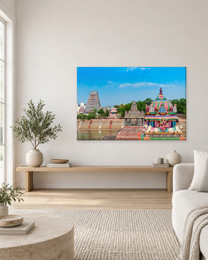 Kapaleeshwarar Temple and Tank, Mylapore Chennai - Hindu Canvas Wall Art - Gallery Canvas - 38mm / 48 x 32 / Unframed preview