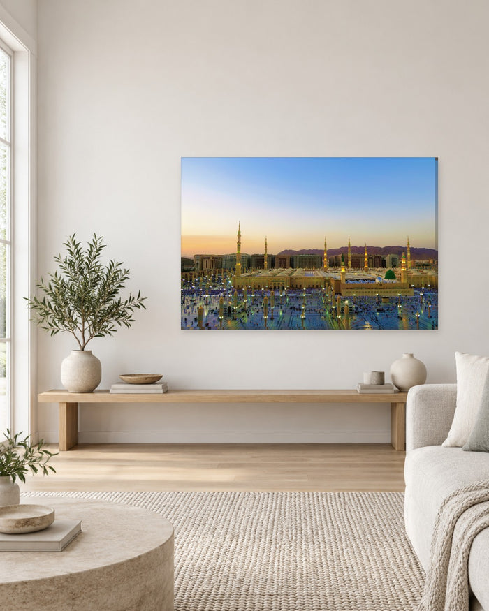 Masjid an-Nabawi at Dusk Canvas Wall Art - Madinah Evening View - Gallery Canvas - 38mm / 48 x 32 / Unframed preview
