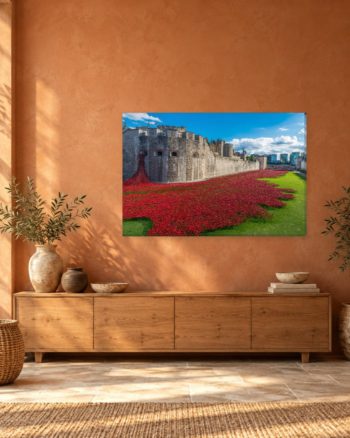 Tower of London Poppies Canvas Wall Art - Blood Swept Lands and Seas of Red - Gallery Canvas - 38mm / 48 x 32 / Unframed preview