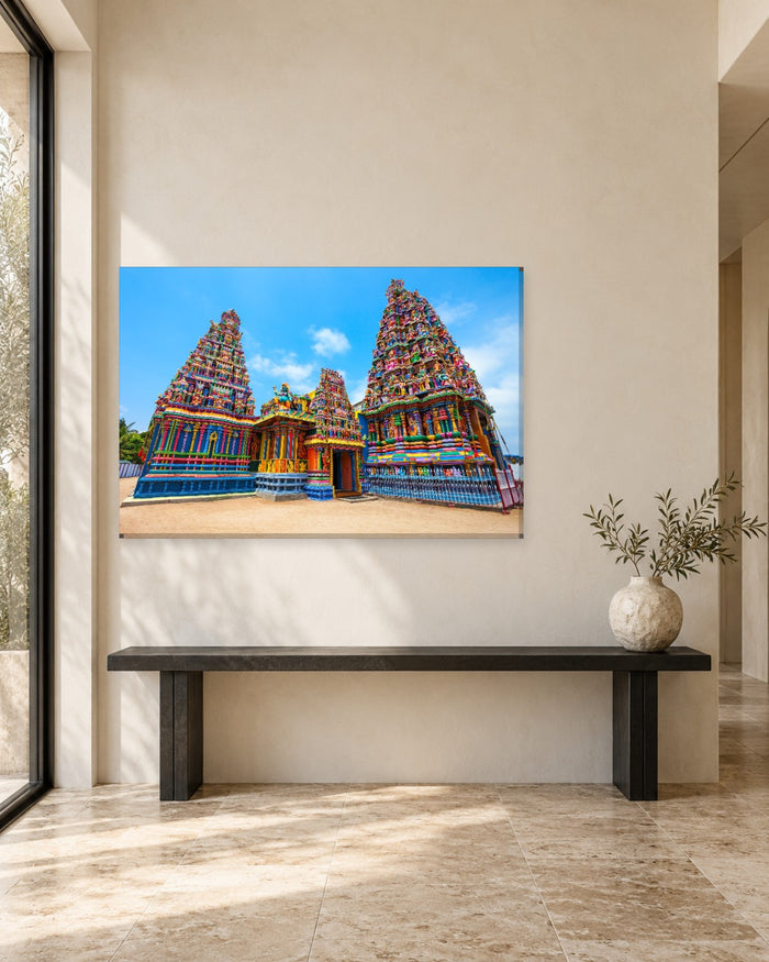 Colourful Hindu Temple Canvas Wall Art - Sri Lankan Gopuram Towers - Gallery Canvas - 38mm / 48 x 32 / Unframed preview
